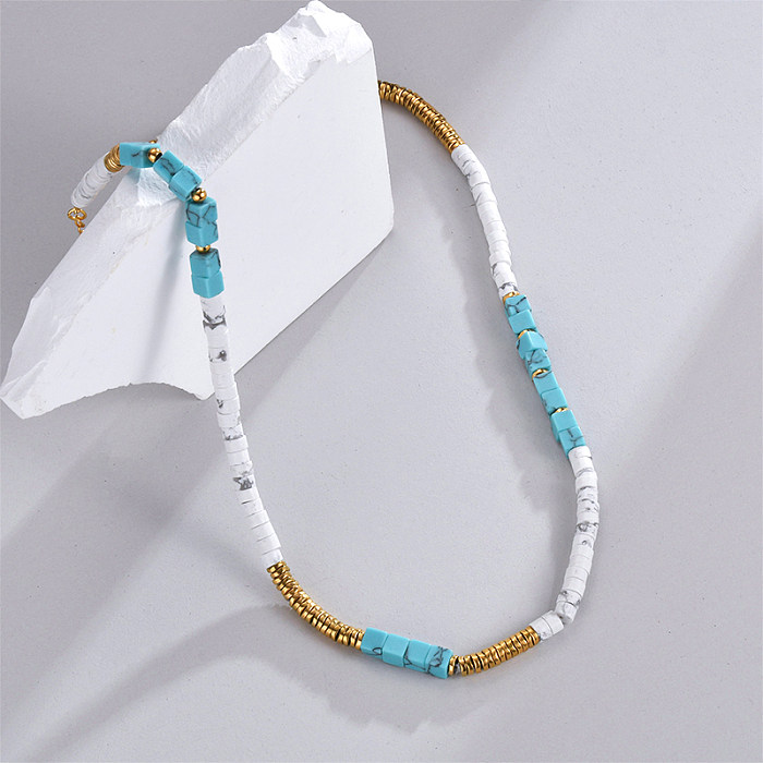Commute Color Block Stainless Steel  18K Gold Plated Necklace In Bulk