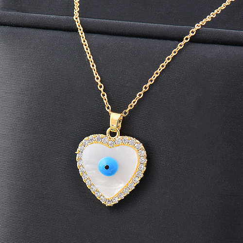 Fashion Eye Stainless Steel Inlay Shell Zircon Pendant Necklace 1 Piece