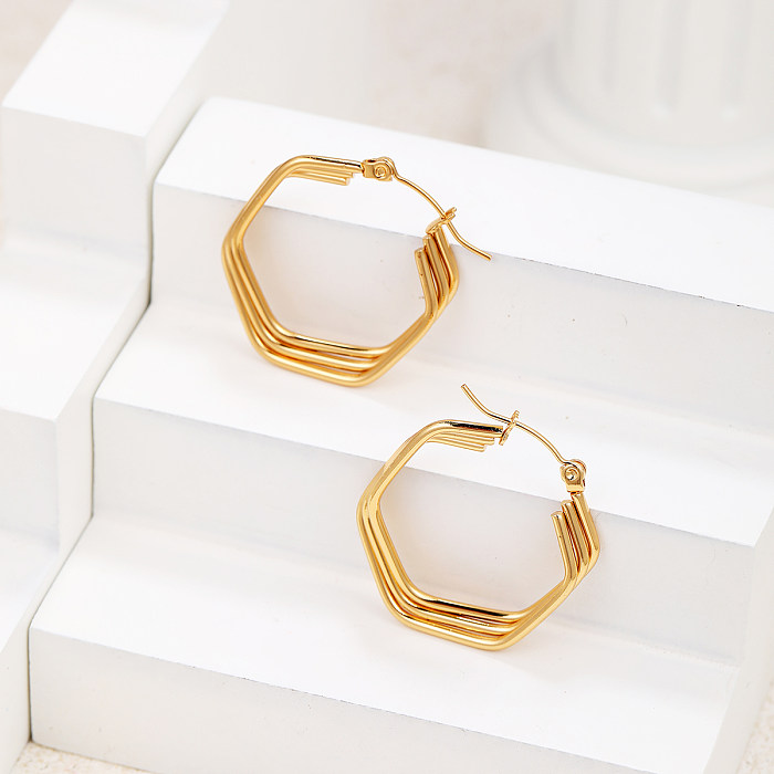 1 Pair Basic Vacation Modern Style Geometric Layered Plating Stainless Steel  18K Gold Plated Earrings