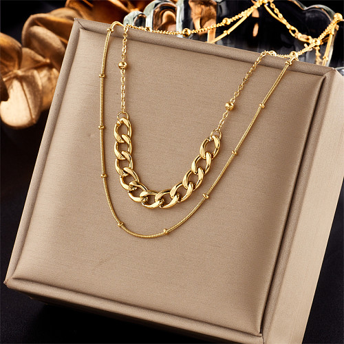 Fashion Geometric Stainless Steel Plating Layered Necklaces