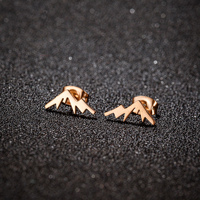 1 Pair French Style Sweet Artistic Mountain Polishing Plating Stainless Steel  18K Gold Plated Ear Studs