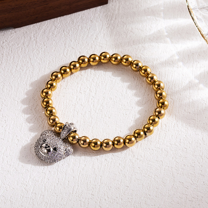 Sweet Bear – bracelets plaqués or 18 carats, perles en acier inoxydable, cuivre et Zircon