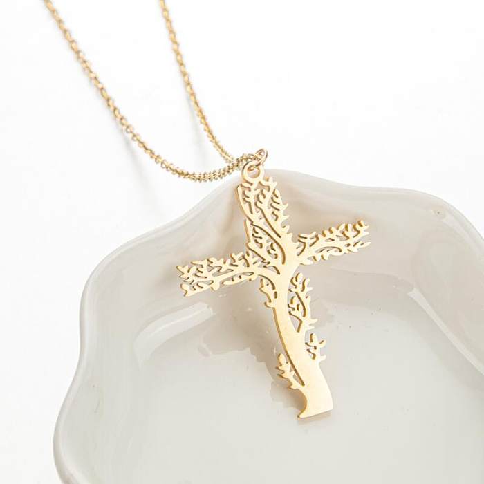 1 Piece Fashion Cross Stainless Steel  Stainless Steel Plating Pendant Necklace