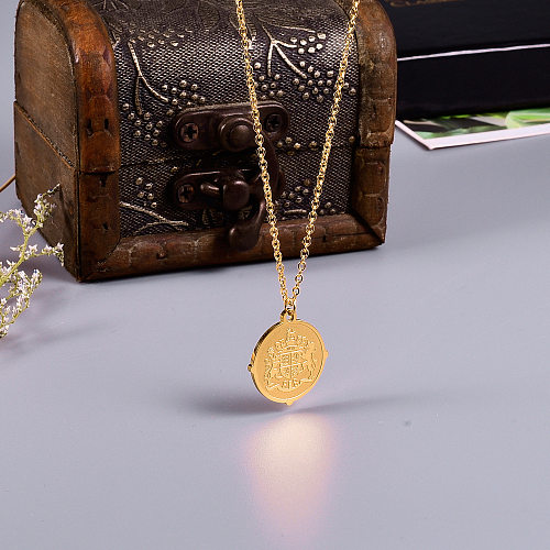 Fashion Coin Stainless Steel Plating Pendant Necklace 1 Piece