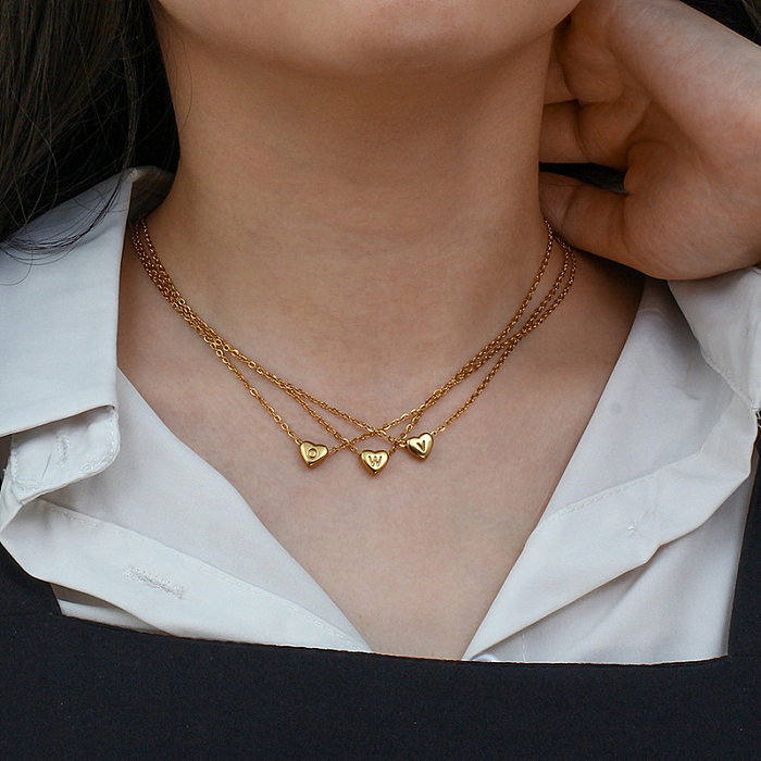 Collier pendentif en acier inoxydable avec lettre de mode, colliers en acier inoxydable plaqué or
