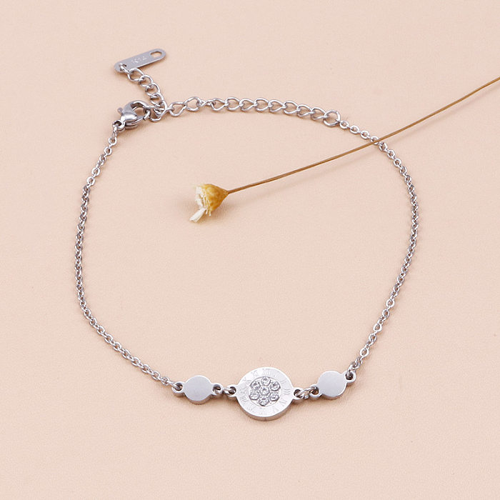 Bracelet rond en strass de Style coréen en acier inoxydable, bijoux, vente en gros