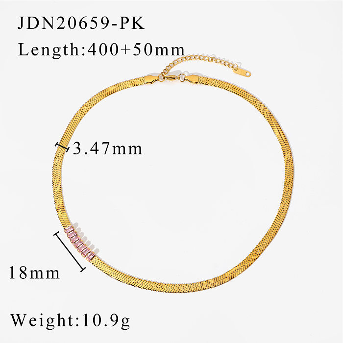 18K Gold-plated Stainless Steel  Rectangular Color Zirconium Blade Necklace Wholesale jewelry