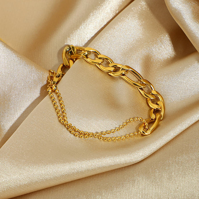 Pulseira de aço inoxidável multifuncional banhada a ouro com costura simples e moderna