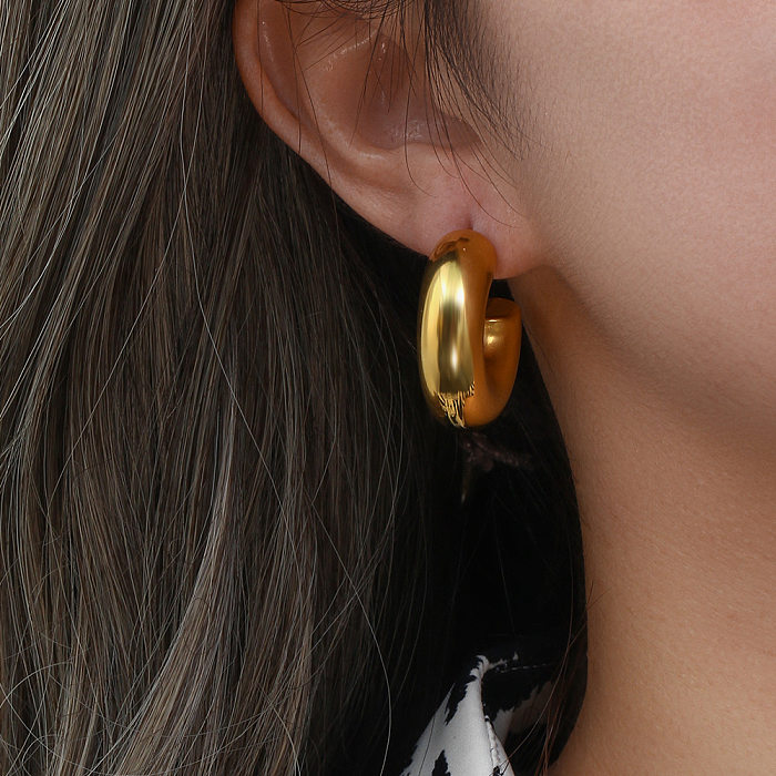 Boucles d'oreilles géométriques rétro en acier inoxydable, placage de boucles d'oreilles en acier inoxydable