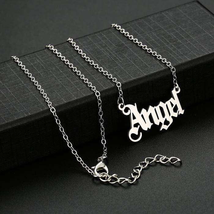 Fashion Gold Letter Angel Clavicle Chain Stainless Steel  Necklace