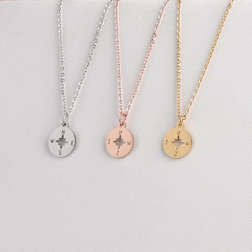 Sweet Compass Stainless Steel  Stainless Steel Plating Pendant Necklace