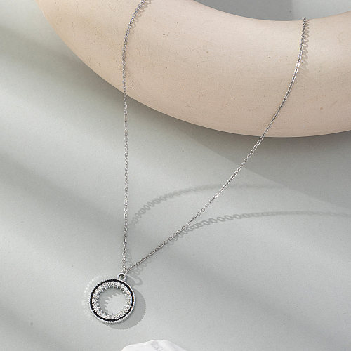 Collier pendentif en verre plaqué argent en acier inoxydable, cercle de Style Simple, en vrac