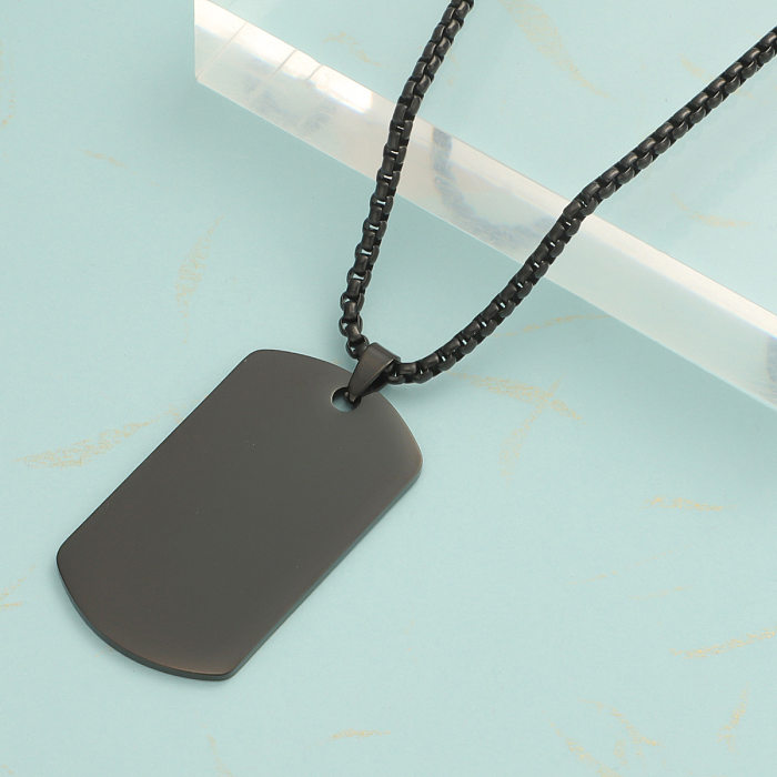 Hip-Hop Square Stainless Steel Plating Pendant Necklace