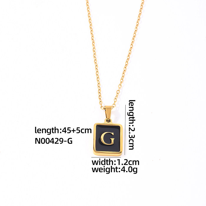 Simple Style Letter Rectangle Stainless Steel  Gold Plated Shell Pendant Necklace In Bulk