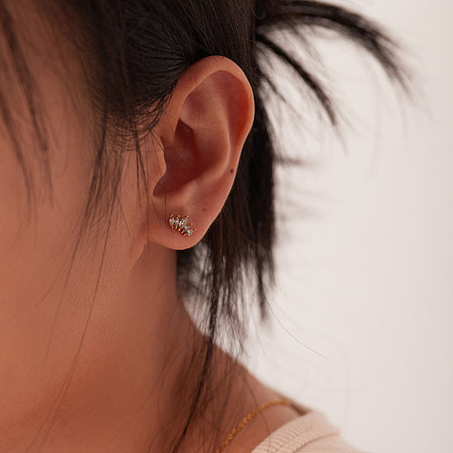Boucles d'oreilles géométriques en acier inoxydable, placage de Zircon, boucles d'oreilles en acier inoxydable
