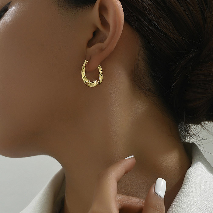 1 Pair Casual Commute Solid Color Plating Stainless Steel  18K Gold Plated White Gold Plated Earrings