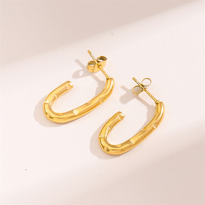 1 Pair Simple Style C Shape Plating Stainless Steel  18K Gold Plated Earrings