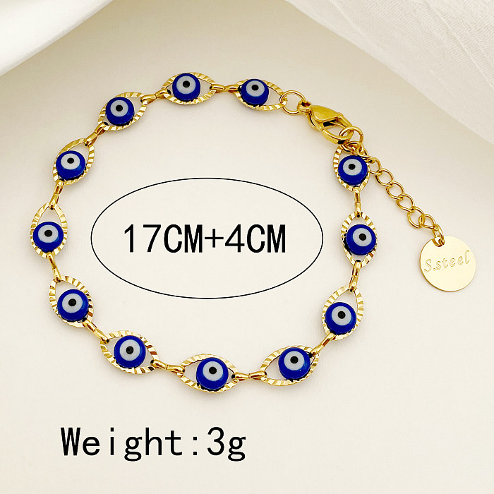 Casual Modern Style Eye Stainless Steel Enamel Plating Hollow Out Gold Plated Bracelets