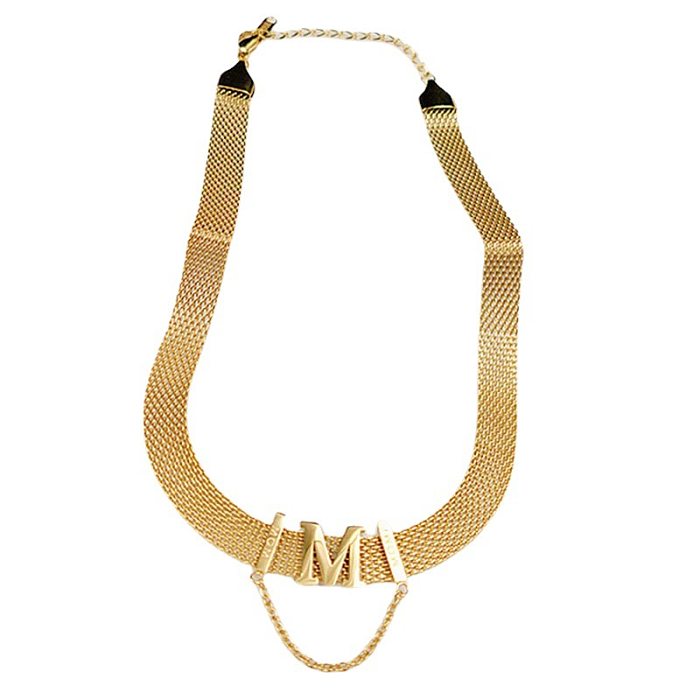 Modischer einfacher Halskettenring mit Buchstabe M aus Edelstahl