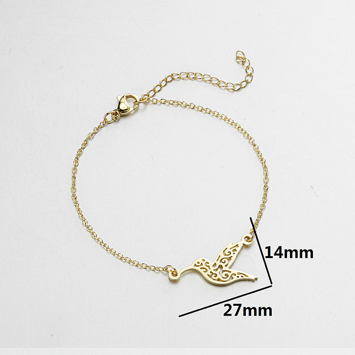Casual Simple Style Bird Titanium Steel Plating Hollow Out Bracelets