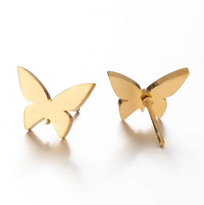 1 Pair Simple Style Solid Color Stainless Steel  Plating Gold Plated Ear Studs