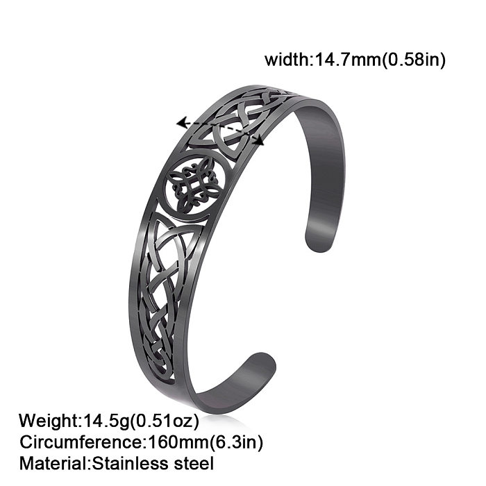 Simple Style Witch Knot Solid Color Stainless Steel Plating Hollow Out Bangle