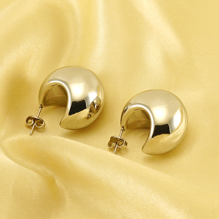 1 par de gotas de água elegantes, revestimento de polimento, aço inoxidável 18K, brincos banhados a ouro