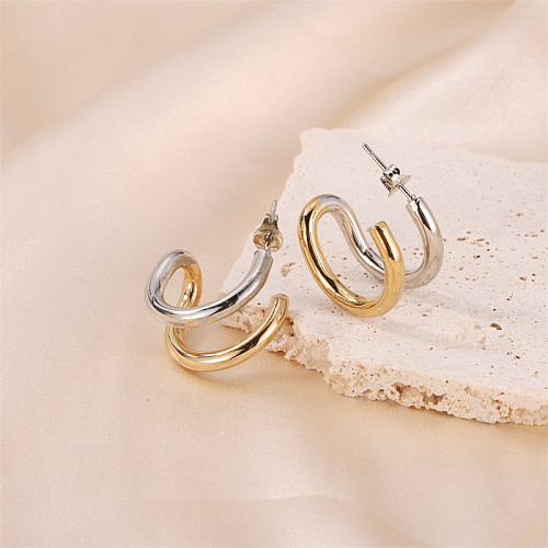 1 Pair Elegant Streetwear Commute Geometric Plating Hollow Out Stainless Steel  Gold Plated Ear Studs