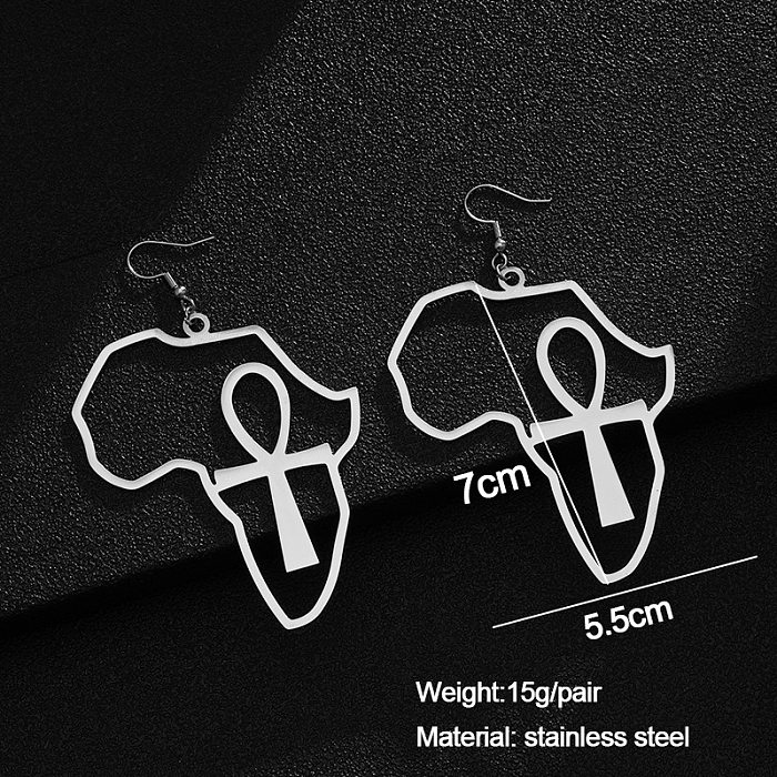 Simple Style Cross Map Stainless Steel  Earrings Plating Stainless Steel  Earrings