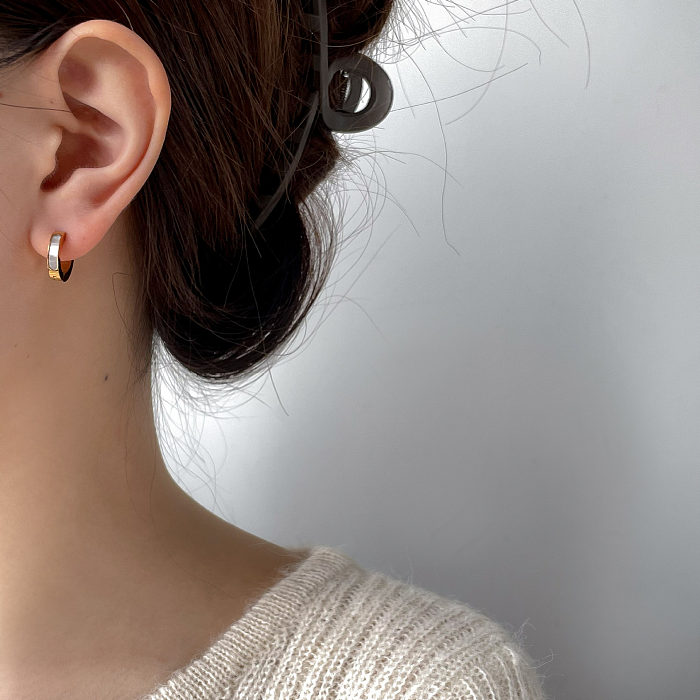 1 paire de boucles d'oreilles en acier inoxydable et Zircon, Style Simple, couleur unie, incrustation