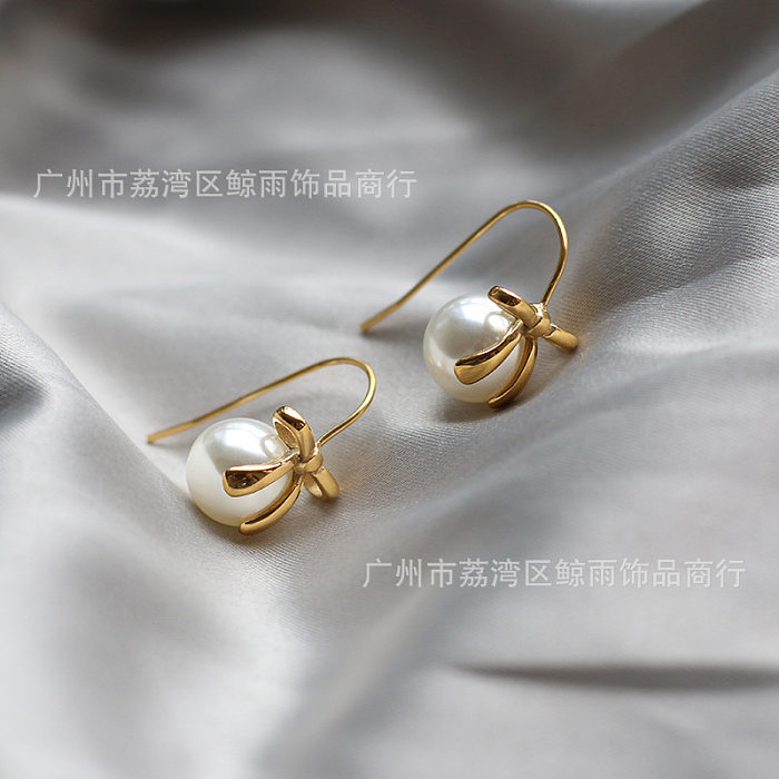 Wholesale Bowknot Ribbon Stainless Steel Plated 18K Gold Ear Hook jewelry