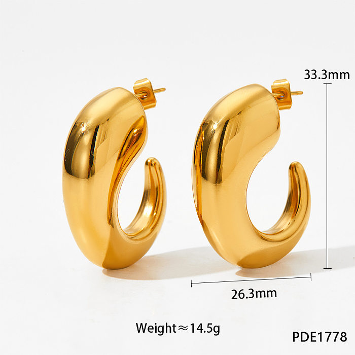 1 Pair Simple Style C Shape Plating Stainless Steel  14K Gold Plated White Gold Plated Gold Plated Ear Studs