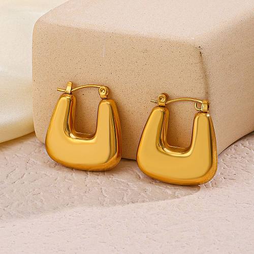 1 Pair Elegant U Shape Plating Stainless Steel  18K Gold Plated Earrings