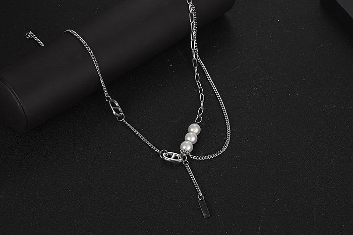 Hip-Hop Commute Solid Color Stainless Steel Necklace In Bulk