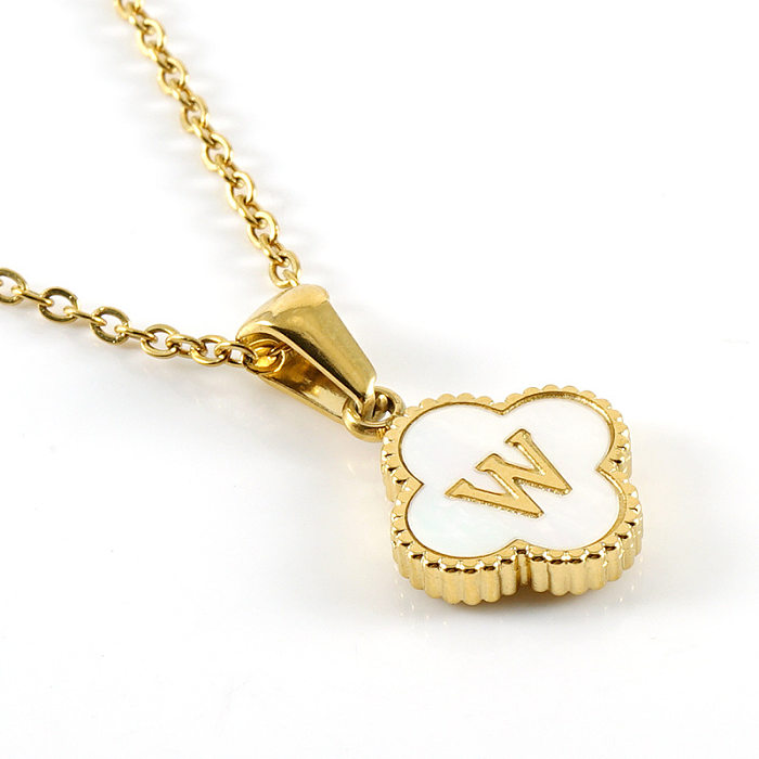 Simple Style Leaf Letter Stainless Steel  Gold Plated Pendant Necklace 1 Piece
