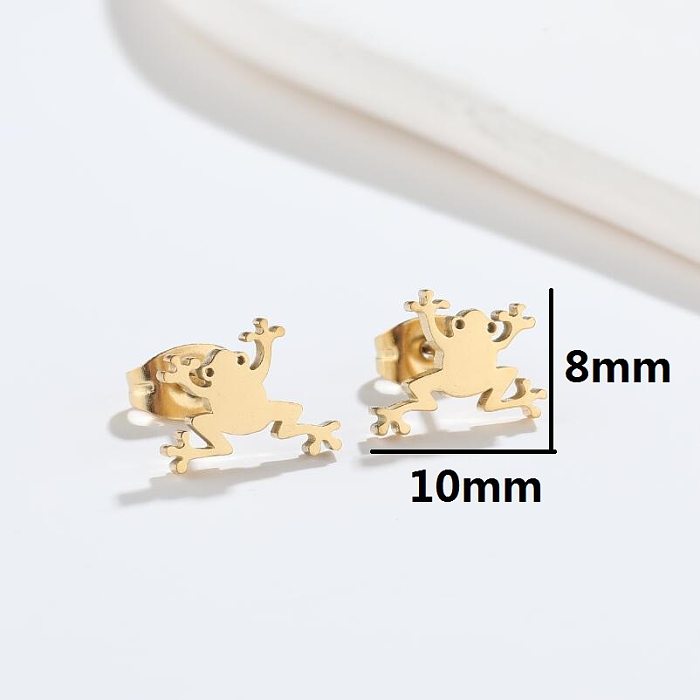 Brincos de orelha revestidos de aço inoxidável Fashion Frog 1 par