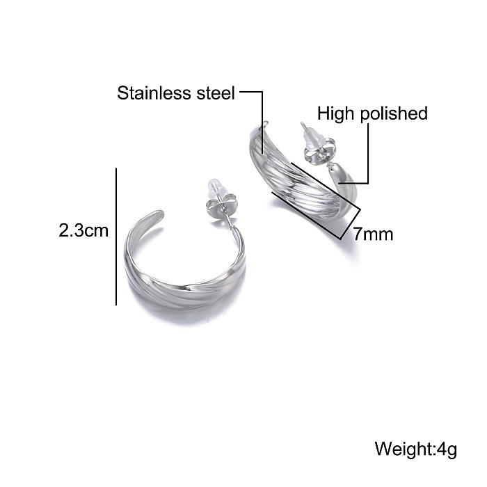 1 Pair Elegant Lady C Shape Oval Tassel Plating Stainless Steel  Earrings