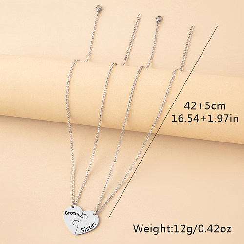Simple Style Artistic Letter Heart Shape Stainless Steel  Carving Pendant Necklace