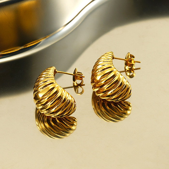 1 Pair Elegant Water Droplets Polishing Plating Stainless Steel  18K Gold Plated Ear Studs