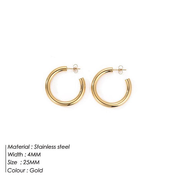 Fashion Stainless Steel  Gold Plated Ornament C-Shaped Earrings
