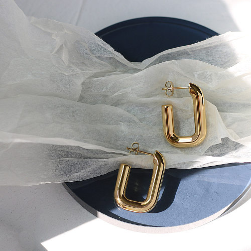Bague carrée en forme de U en acier inoxydable, boucles d'oreilles simples, vente en gros de bijoux