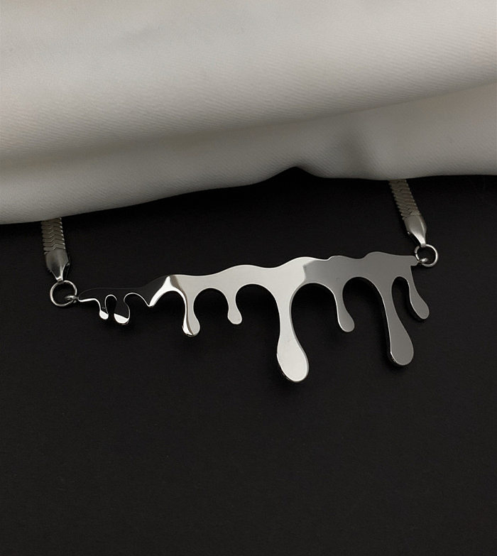Fashion Simple Style Water Droplets Stainless Steel Metal Necklace