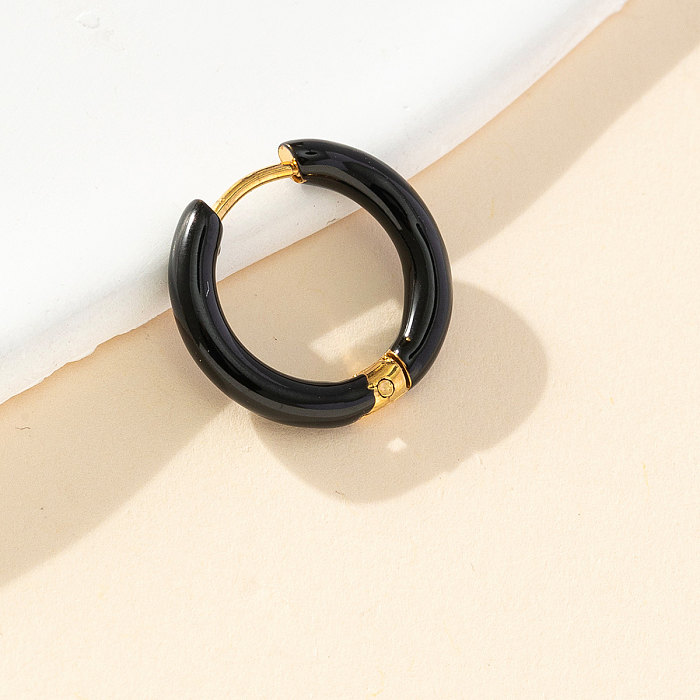 1 Piece Simple Style Solid Color Enamel Stainless Steel  Earrings