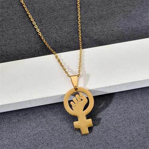 Basic Gesture Stainless Steel  Plating Gold Plated Pendant Necklace