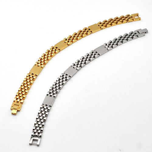 Casual Solid Color Stainless Steel Plating Bracelets