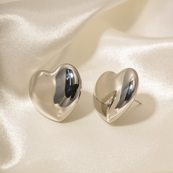 1 Pair INS Style Heart Shape Stainless Steel  Ear Studs