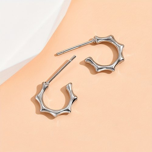 1 Pair Simple Style C Shape Irregular Stainless Steel  Polishing Ear Studs