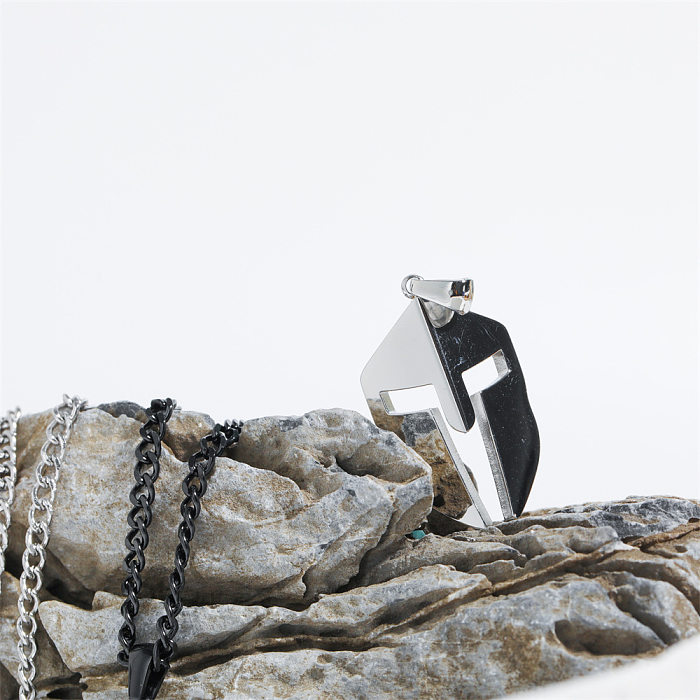 Collier avec pendentif en forme de croix géométrique, style Punk Simple et décontracté, en acier inoxydable plaqué or 18 carats, en vrac