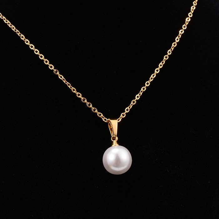 Wholesale Jewelry Korean Style Pearl Stainless Steel Necklace jewelry