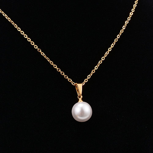 Wholesale Jewelry Korean Style Pearl Stainless Steel Necklace jewelry